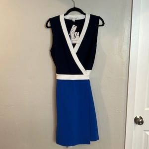 DVF blue and white wrap dress, size 12 NWT